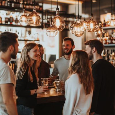 Lively afterwork networking event at Ogham, featuring craft beer, relaxed ambiance, and engaging conversations.